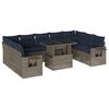 vidaXL 10-teiliges Gartensofa-Set mit Kissen, grau, Polyrattan