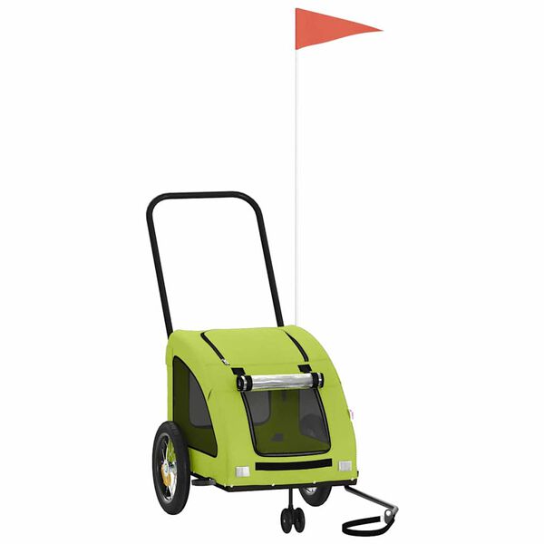 vidaXL Fahrradanhänger Hunde Grün Oxford-Gewebe und Eisen