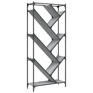 vidaXL B&uuml;cherregal Grau Sonoma 79x30x180 cm Holzwerkstoff und Metall