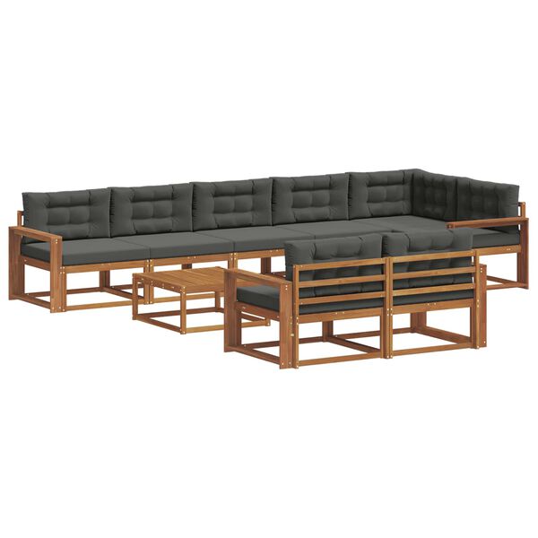 vidaXL Outdoor-Sofagarnitur mit Kissen 9 pcs Natur und Anthrazit