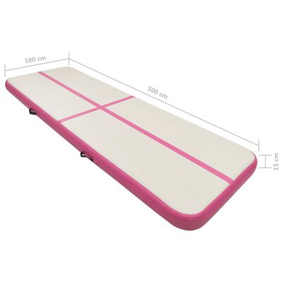 vidaXL Aufblasbare Gymnastikmatte mit Pumpe 500x100x15 cm PVC Rosa