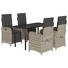 vidaXL 5-tlg. Garten-Essgruppe mit Kissen Hellgrau Poly Rattan