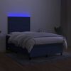vidaXL Boxspringbett mit Matratze & LED Blau 120x190 cm Stoff