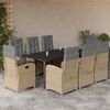 vidaXL 9-tlg. Garten-Essgruppe mit Kissen Beigemischung Poly Rattan