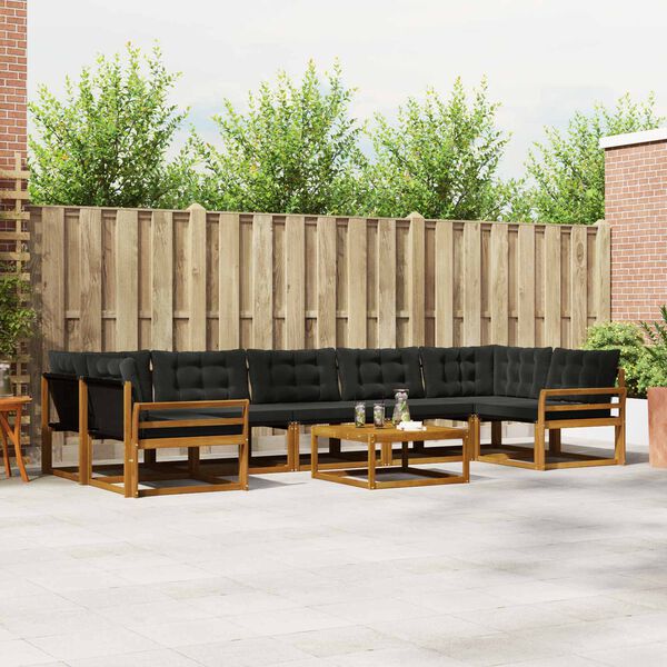 vidaXL Outdoor-Sofagarnitur mit Kissen 8 pcs Nat&uuml;rlich und Schwarz