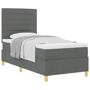 vidaXL Boxspringbett mit Matratze Dunkelgrau 80 x 200 cm Stoff