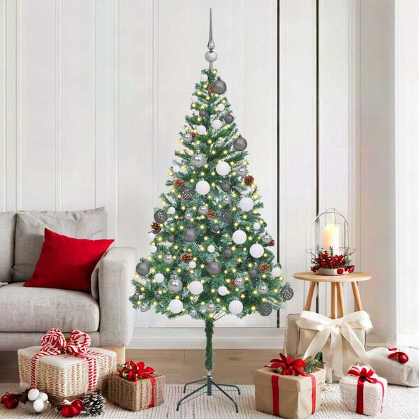 vidaXL K&uuml;nstlicher Weihnachtsbaum Gr&uuml;n 180 cm PVC und Stahl