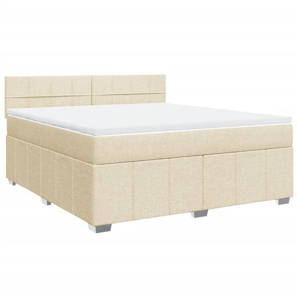 vidaXL Boxspringbett mit Matratze Creme 180x200 cm Stoff