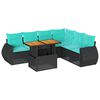 vidaXL 7-tlg. Garten-Sofagarnitur mit Kissen Schwarz Poly Rattan
