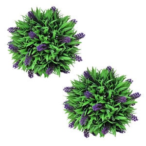 vidaXL Buchsbaumkugel mit Lavendel 2 Stk. K&uuml;nstlich 28 cm