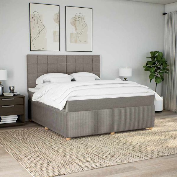 vidaXL Boxspringbett mit Matratze Taupe 180x200 cm Stoff