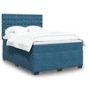vidaXL Boxspringbett mit Matratze Blau 160x200 cm Samt