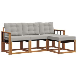 vidaXL Outdoor-Sofagarnitur mit Kissen 4 pcs Nat&uuml;rlich und Hellgrau