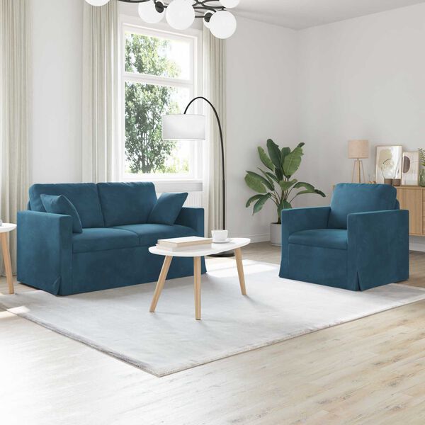 vidaXL Sofa 2 pcs Blau Gesamtabmessungen: 138 x 78 x 80 cm (B x T x H)