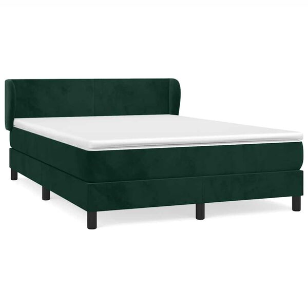 vidaXL Boxspringbett mit Matratze Dunkelgr&uuml;n 140x190 cm Samt