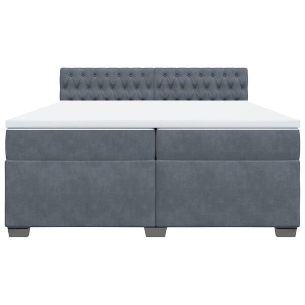 vidaXL Boxspringbett mit Matratze Dunkelgrau 200x200 cm Samt