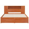 vidaXL Bettgestell mit Aufbewahrungskopfteil Wachsbraun 140 x 190 cm