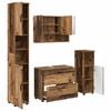 vidaXL Badezimmerm&ouml;bel-Set mit T&uuml;r 4 pcs Altholz Sperrholz und Metall
