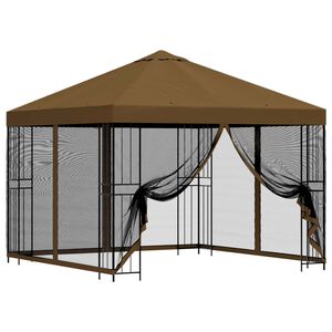 vidaXL Garten Pavillon mit Seitenw&auml;nden 3 x 3 m Taupe