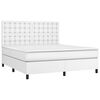 vidaXL Boxspringbett mit Matratze Wei&szlig; 180x200 cm Kunstleder