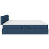 vidaXL Bett mit Stauraum und LED mit Matratze Blau 200 x 200 cm Stoff