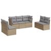 vidaXL 7-tlg. Garten-Sofagarnitur mit Kissen Beige Poly Rattan