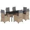 vidaXL 7-tlg. Garten-Essgruppe mit Kissen Beigemischung Poly Rattan