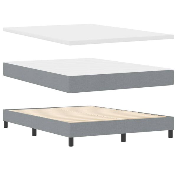 vidaXL Boxspringbett mit Matratze Hellgrau 140 x 190 cm Stoff