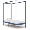 vidaXL Himmelbett-Gestell 2 Schubladen Grau Kiefernholz 100x200 cm