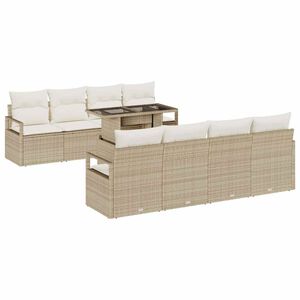 vidaXL Garten-Sofa-Set mit Kissen 7 pcs Beige und Creme Poly-Rattan