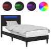 vidaXL Bettrahmen mit LED-Lichtleisten Schwarz 100 x 200 cm Kunstleder