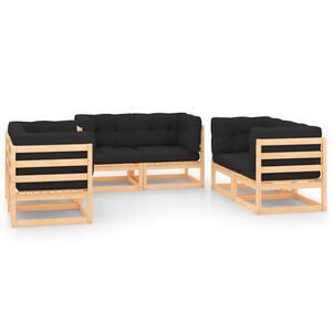 vidaXL 6-tlg. Garten-Lounge-Set mit Kissen Massivholz Kiefer