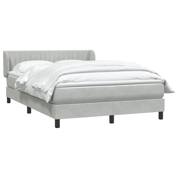 vidaXL Boxspringbett mit Matratze Hellgrau 160x210 cm Samt