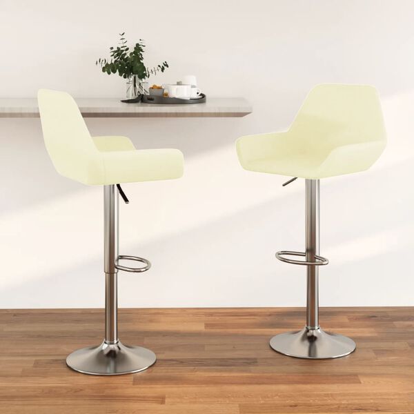 vidaXL Barhocker 2 Stk. Creme Stoff