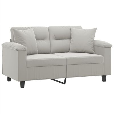 vidaXL 2-Sitzer-Sofa mit Kissen Hellgrau 120 cm Mikrofasergewebe