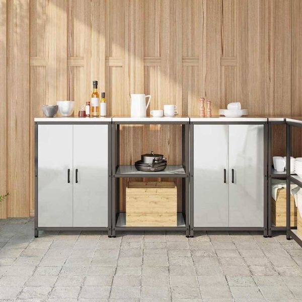 vidaXL Aufbewahrungsset für die Küche mit Regal 3 pcs Silber Stahl