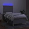 vidaXL Boxspringbett mit Matratze & LED Hellgrau 90x190 cm Stoff