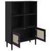 vidaXL Bücherschrank SENJA Rattan-Look Schwarz 90x35x130cm Kiefernholz