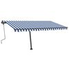 vidaXL Standmarkise Einziehbar Handbetrieben 450x350 cm Blau/Wei&szlig;