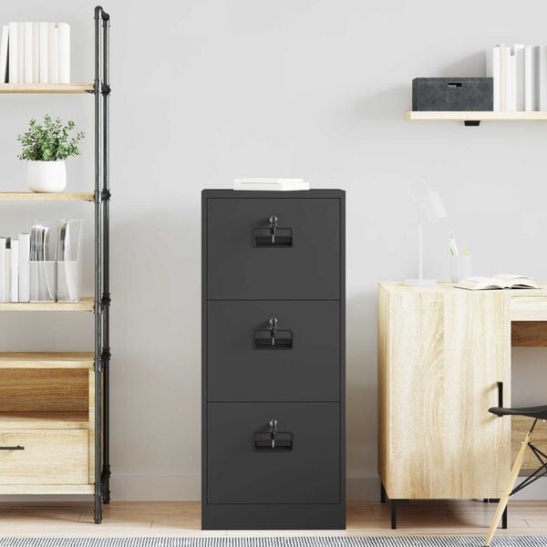 vidaXL Aktenschrank Schwarz 45,5 x 42 x 106,5 cm Kaltgewalzter Stahl