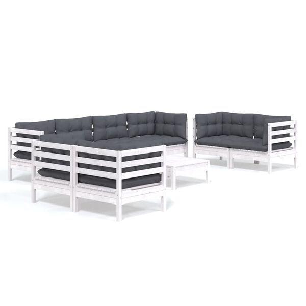 vidaXL 9-tlg. Garten-Lounge-Set mit Kissen Kiefer Massivholz