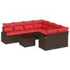 vidaXL Sofa Set 9 stk. 8-Sitzanzahl Beige und Rot Poly-Rattan