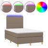vidaXL Boxspringbett mit Matratze & LED Taupe 120x190 cm Stoff