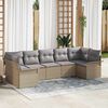 vidaXL Garten-Sofa-Set mit Kissen mit Speicher 7 pcs Beige Poly Rattan