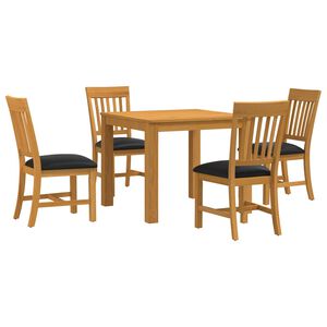 vidaXL Essgruppe 5 stk. Schwarz Massivholz Eiche