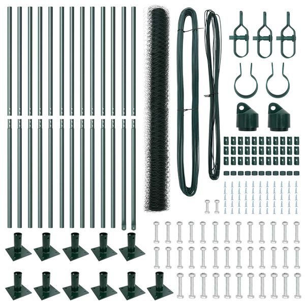 vidaXL Zaunpfosten Gr&uuml;n 25 x 1,5 m (50 mm Maschen) Stahl