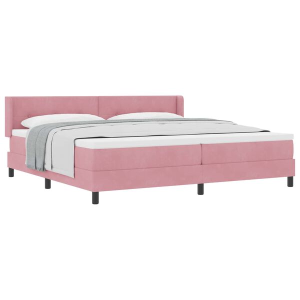 vidaXL Boxspringbett mit Matratze mit Kopfteil Rosa 200 x 200 cm Samt