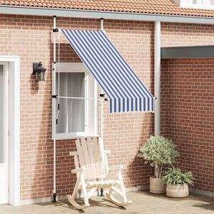 vidaXL Markise Einziehbar Handbetrieben 100 cm Blau/Wei&szlig; Gestreift