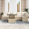 vidaXL Garten-Sofa-Set mit Kissen mit Kissen 7 pcs Beige Poly Rattan