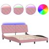 vidaXL Bettgestell mit LED ohne Matratze Rosa 160x200 cm Samt